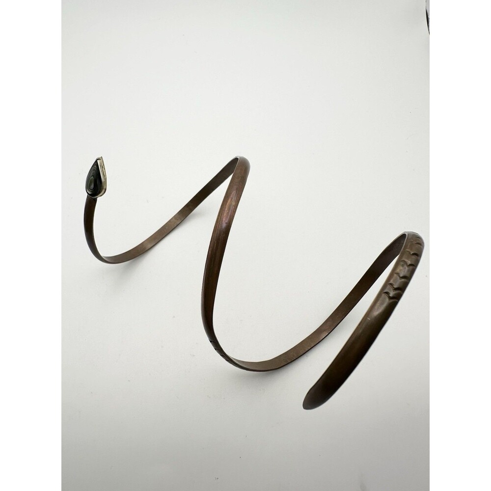 Vintage Copper Abalone Coil Snake Arm Cuff Bracelet